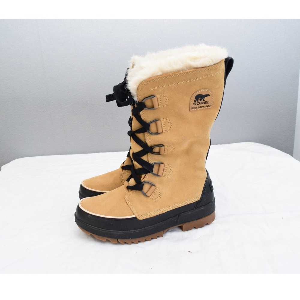 Sorel Tofino IV Winter Boots 9 Tan Black Waterproof Faux Fur Women NL3426-373